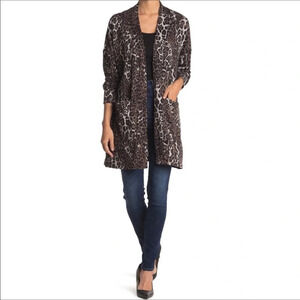 Sanctuary Camp Patch Pocket Cardigan S Leopard Animal Long Sleeve Sweater Brown